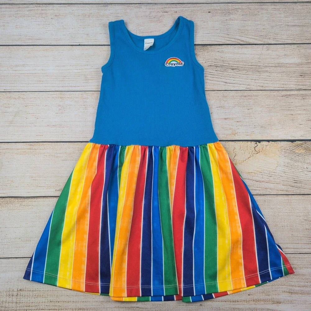 Kids Crayola‎ Rainbow Dress Blue Tank Top Skirt Outfit Size 6